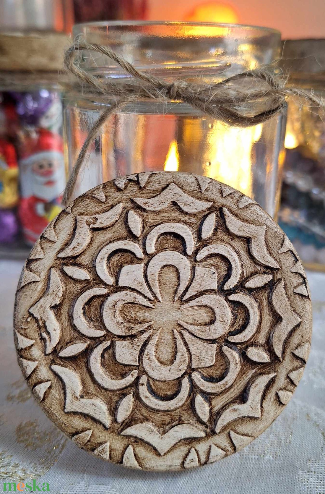 Kis üveg díszes tetővel (Mandala) - otthon & életmód - gyertya, illat, aroma - mécses és mécsestartó - Meska.hu