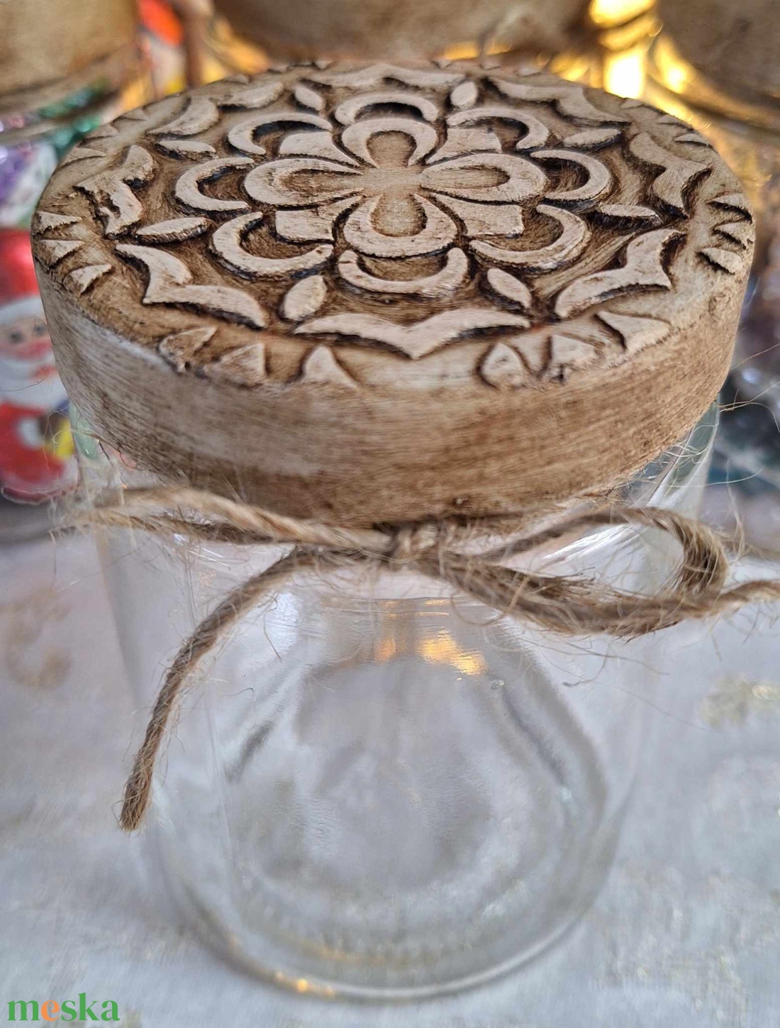Kis üveg díszes tetővel (Mandala) - otthon & életmód - gyertya, illat, aroma - mécses és mécsestartó - Meska.hu