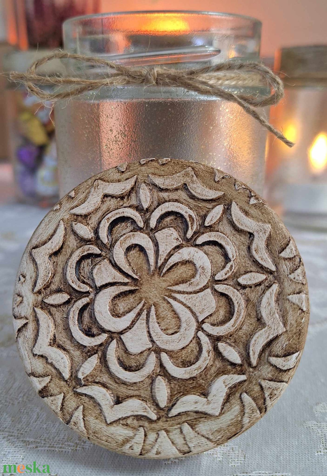 Kis üveg díszes tetővel (Mandala arany csillámos) - otthon & életmód - gyertya, illat, aroma - mécses és mécsestartó - Meska.hu Kis üveg díszes tetővel (Mandala arany csillámos) - otthon & életmód - gyertya, illat, aroma - mécses és mécsestartó - Meska.hu