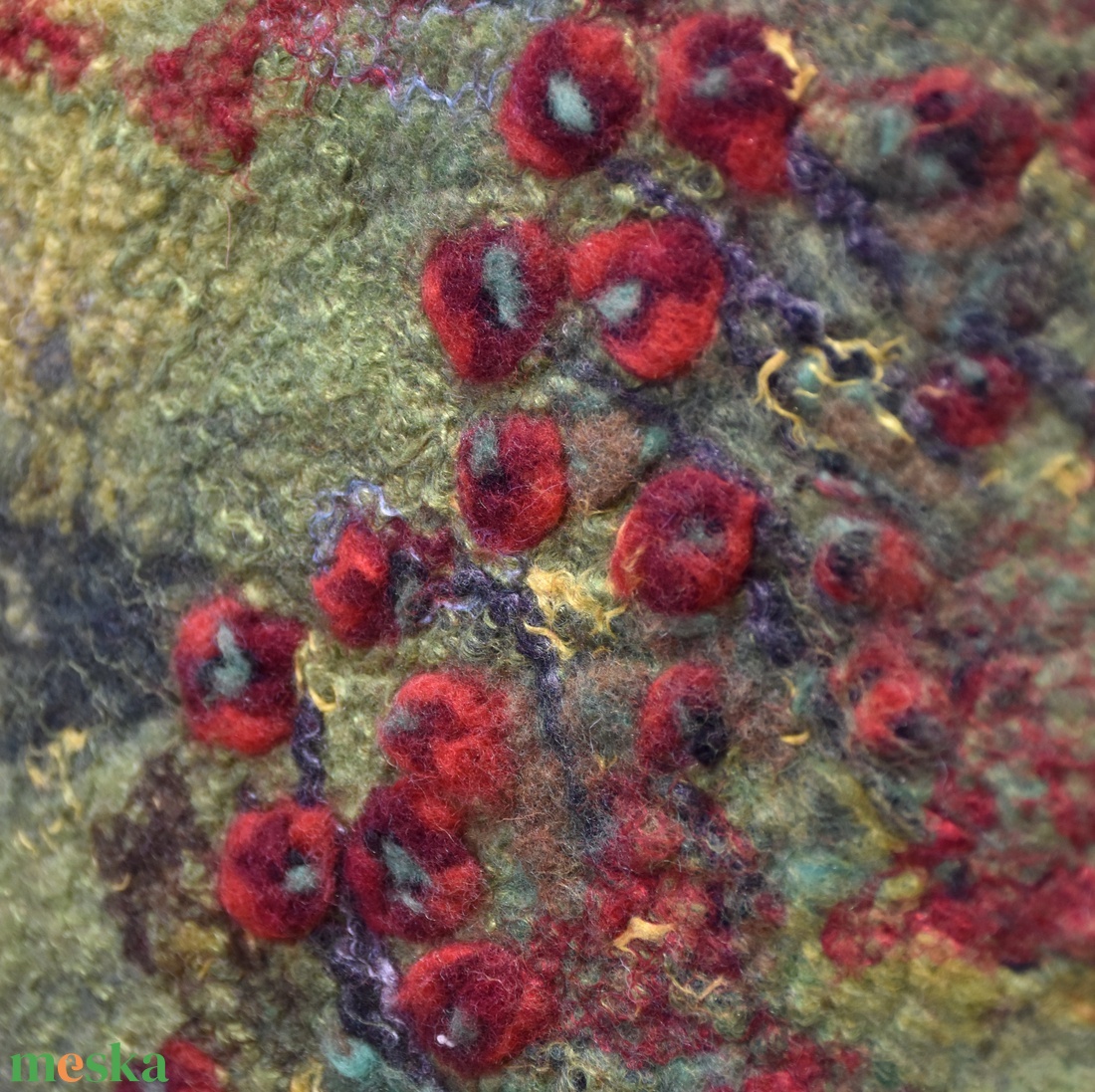 Naplemente a pipacsok között - Nemezelt gyapjú falikép - művészet - textilkép - nemezelt - Meska.hu