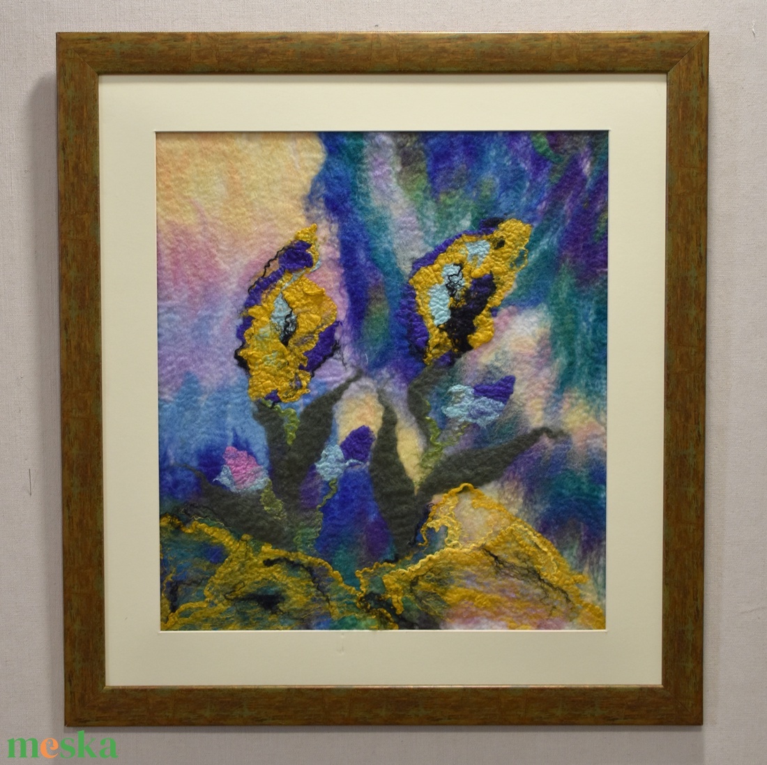 Liliomok - Nemezelt gyapjú falikép - művészet - textilkép - nemezelt - Meska.hu