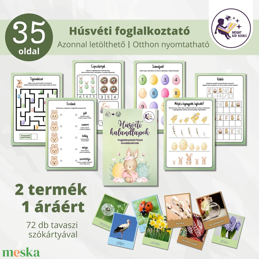 Húsvéti foglalkoztató óvodásoknak + tavaszi szókártya PDF - játék & sport - készségfejlesztő és logikai játék - oktató játékok - Meska.hu Húsvéti foglalkoztató óvodásoknak + tavaszi szókártya PDF - játék & sport - készségfejlesztő és logikai játék - oktató játékok - Meska.hu