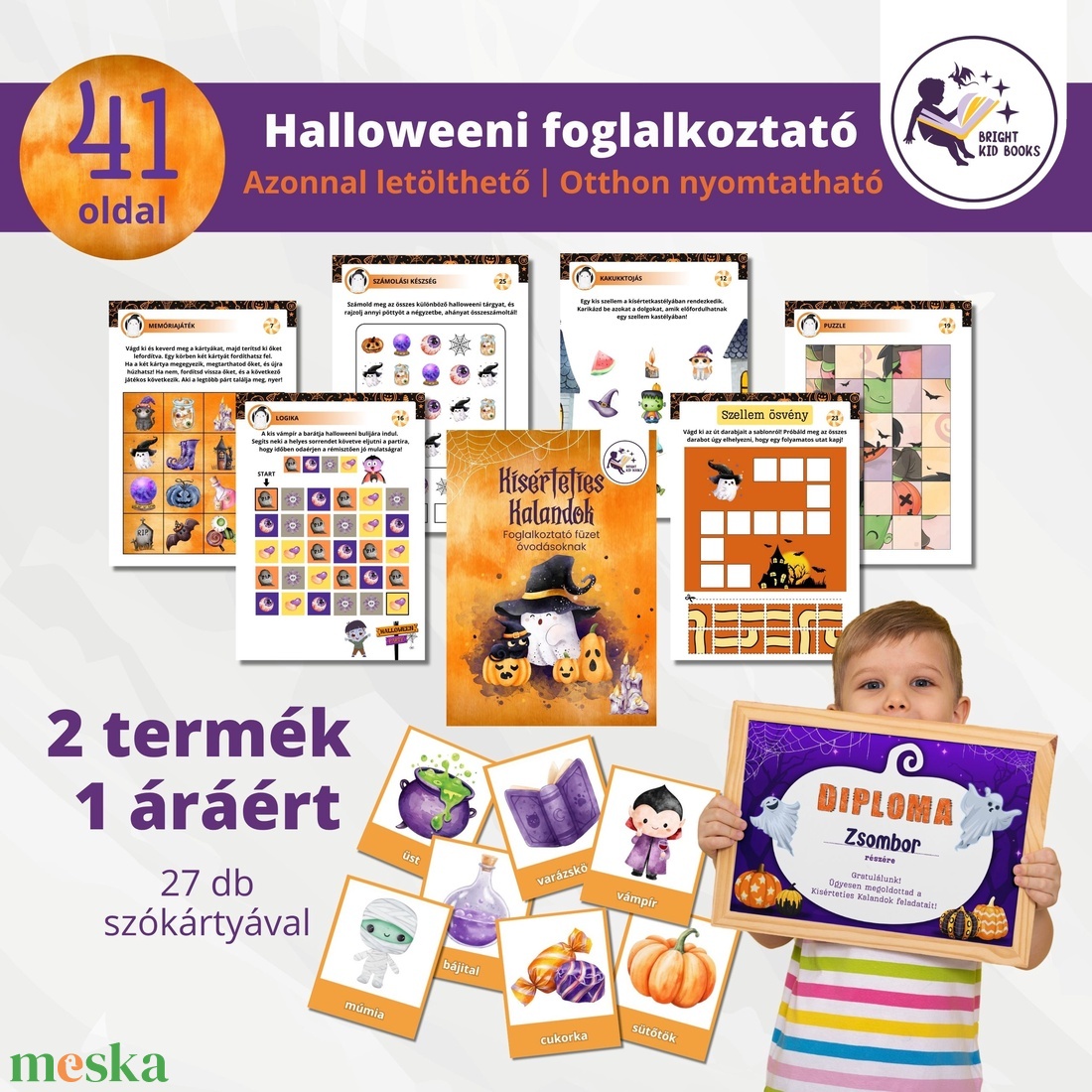 Halloweeni foglalkoztató óvodásoknak + 27db szókártya PDF - otthon & életmód - dekoráció - halloween - halloweeni meghívó, képeslap, ajándékkísérő - Meska.hu Halloweeni foglalkoztató óvodásoknak + 27db szókártya PDF - otthon & életmód - dekoráció - halloween - halloweeni meghívó, képeslap, ajándékkísérő - Meska.hu