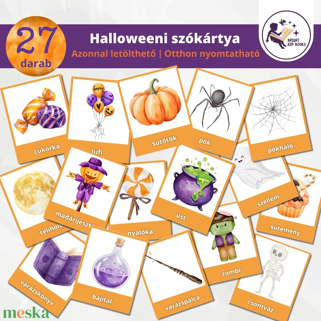 Halloweeni foglalkoztató óvodásoknak + 27db szókártya PDF - otthon & életmód - dekoráció - halloween - halloweeni meghívó, képeslap, ajándékkísérő - Meska.hu Halloweeni foglalkoztató óvodásoknak + 27db szókártya PDF - otthon & életmód - dekoráció - halloween - halloweeni meghívó, képeslap, ajándékkísérő - Meska.hu