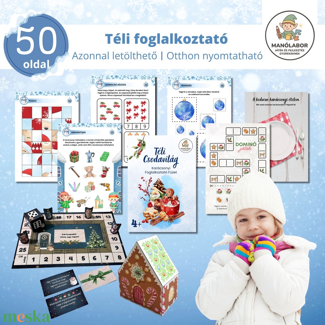 Karácsonyi foglalkoztató óvodásoknak 4+ PDF - karácsony - karácsonyi ajándékozás - karácsonyi képeslap, üdvözlőlap, ajándékkísérő - Meska.hu