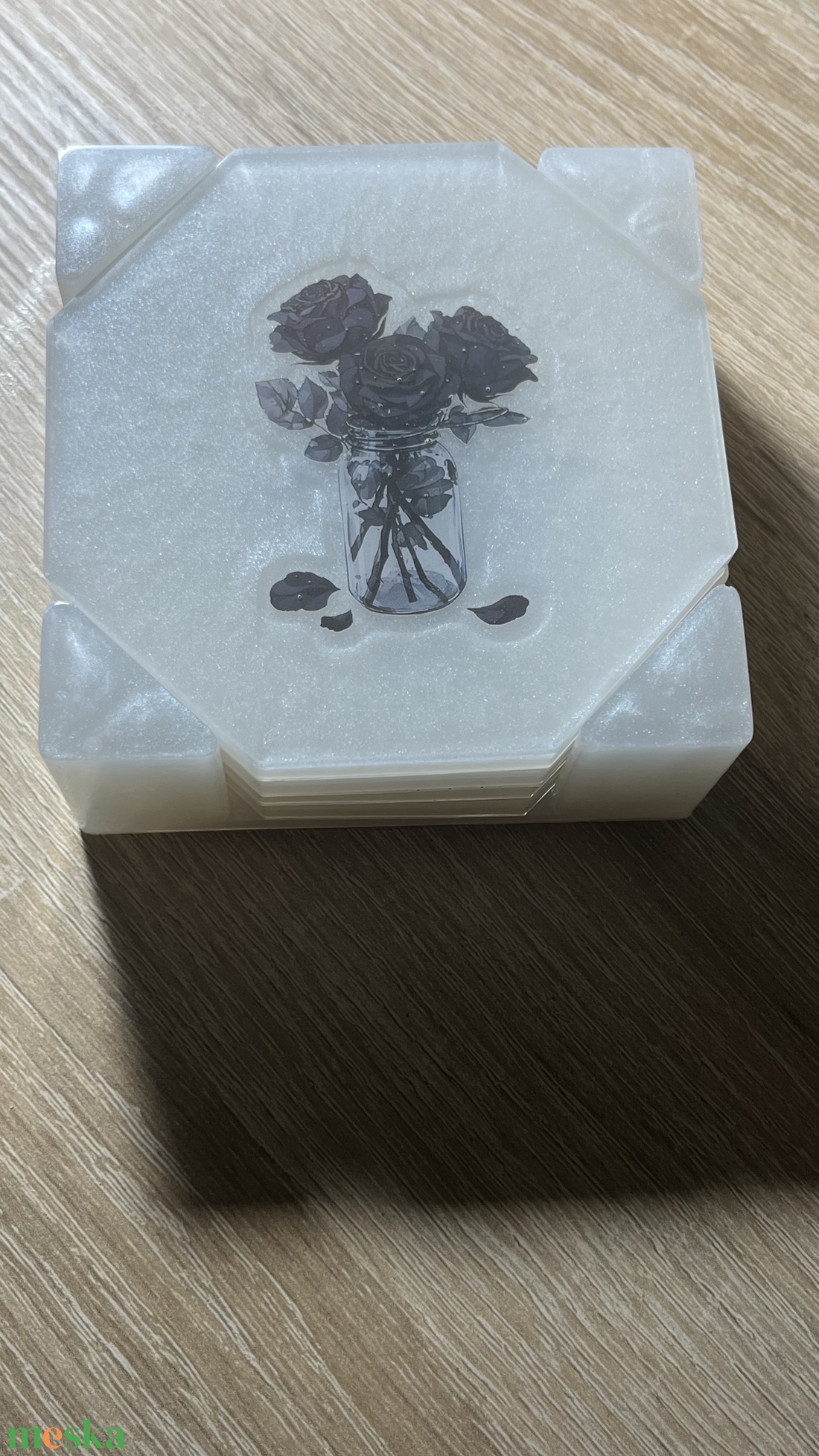 Epoxi poháralátét tartóval - otthon & életmód - konyhafelszerelés, tálalás - tálalás - tányér- és poháralátét - Meska.hu