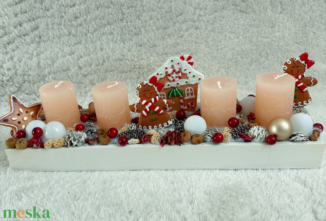 Adventi mézeskalácsos asztaldísz  - karácsony - adventi díszek - adventi asztaldísz - Meska.hu