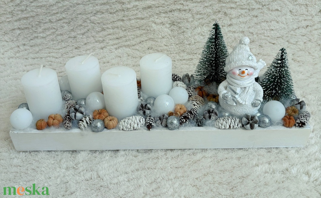 Adventi hóemberes asztaldísz  - karácsony - adventi díszek - adventi asztaldísz - Meska.hu