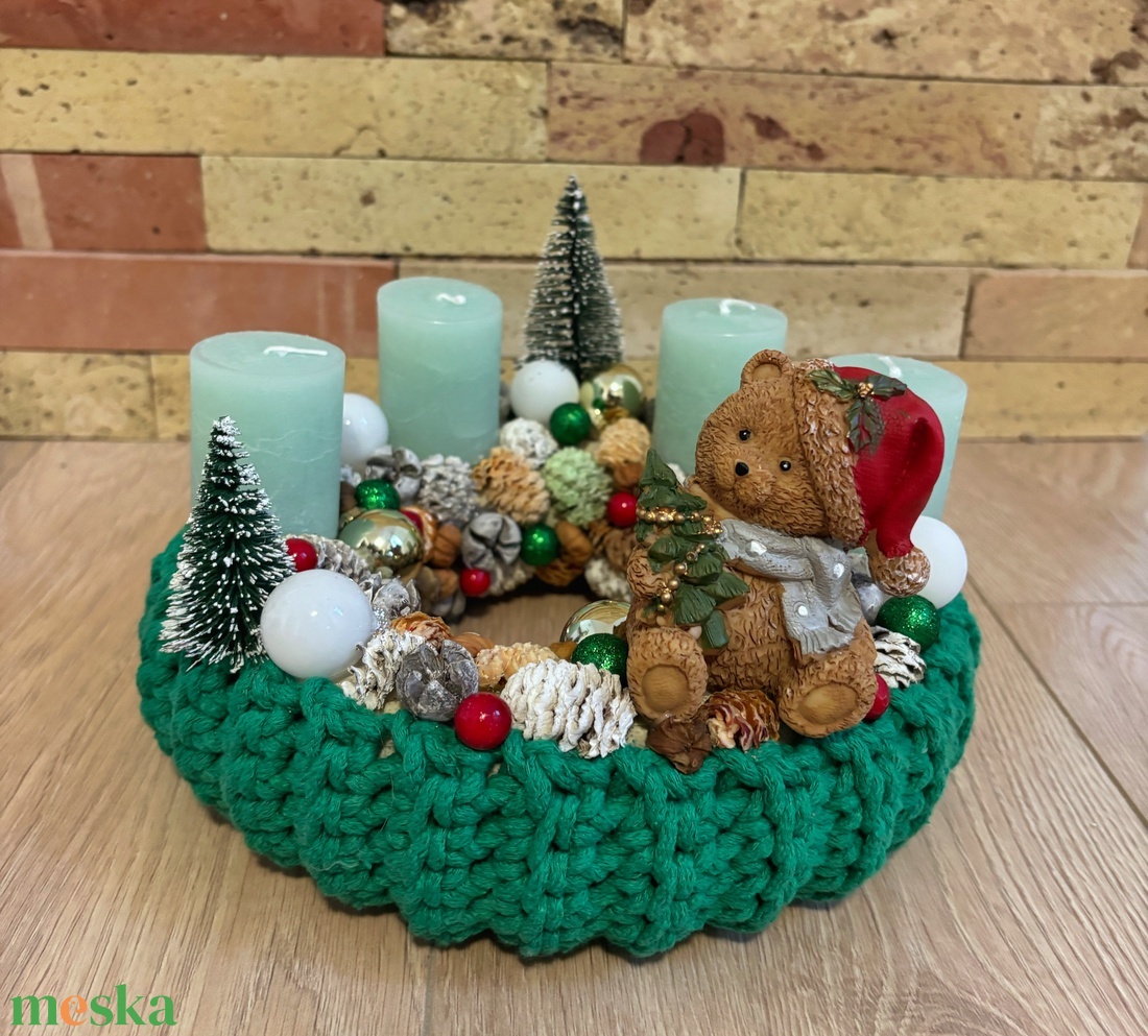 Zöld macis adventi asztaldísz - karácsony - adventi díszek - adventi asztaldísz - Meska.hu