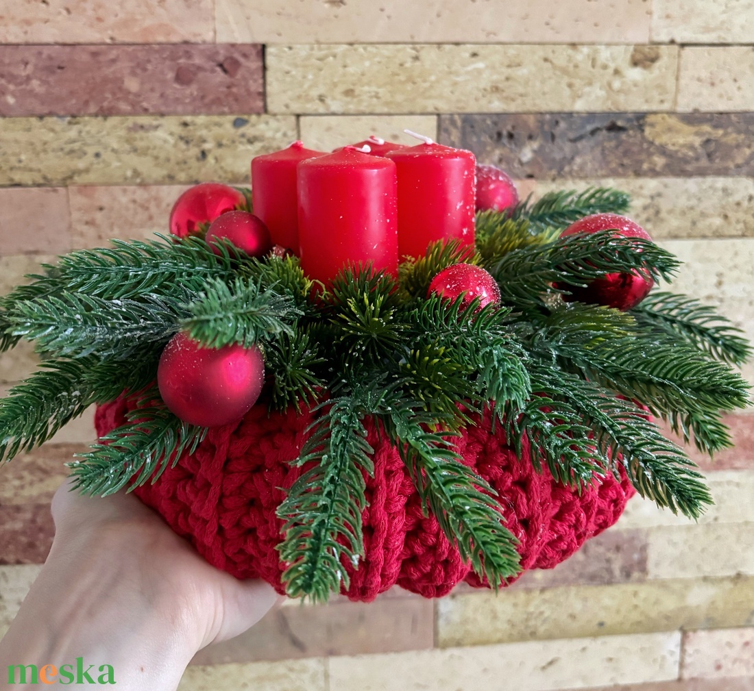 Piros adventi asztaldísz - karácsony - adventi díszek - adventi asztaldísz - Meska.hu