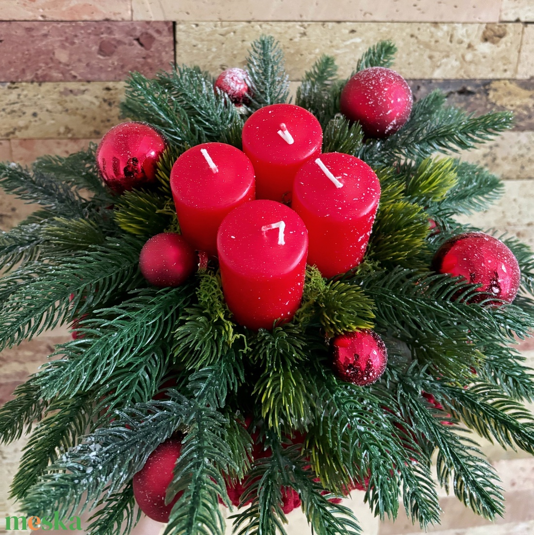 Piros adventi asztaldísz - karácsony - adventi díszek - adventi asztaldísz - Meska.hu