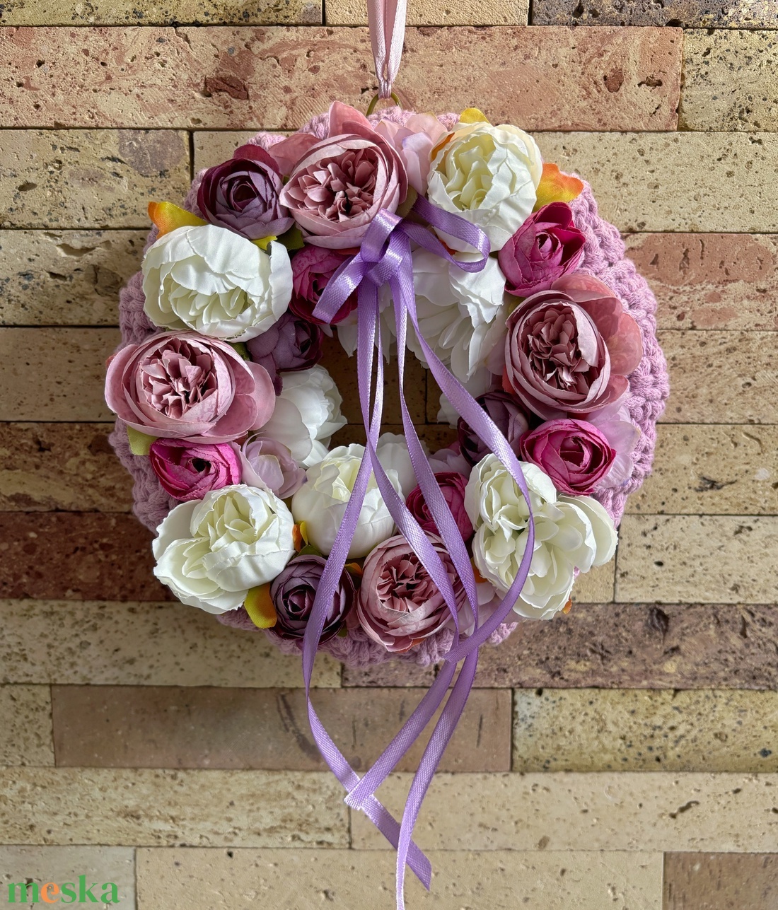 Lila virágos kopogtató  - otthon & életmód - dekoráció - ajtó- és ablak dekoráció - ajtódísz & kopogtató - Meska.hu