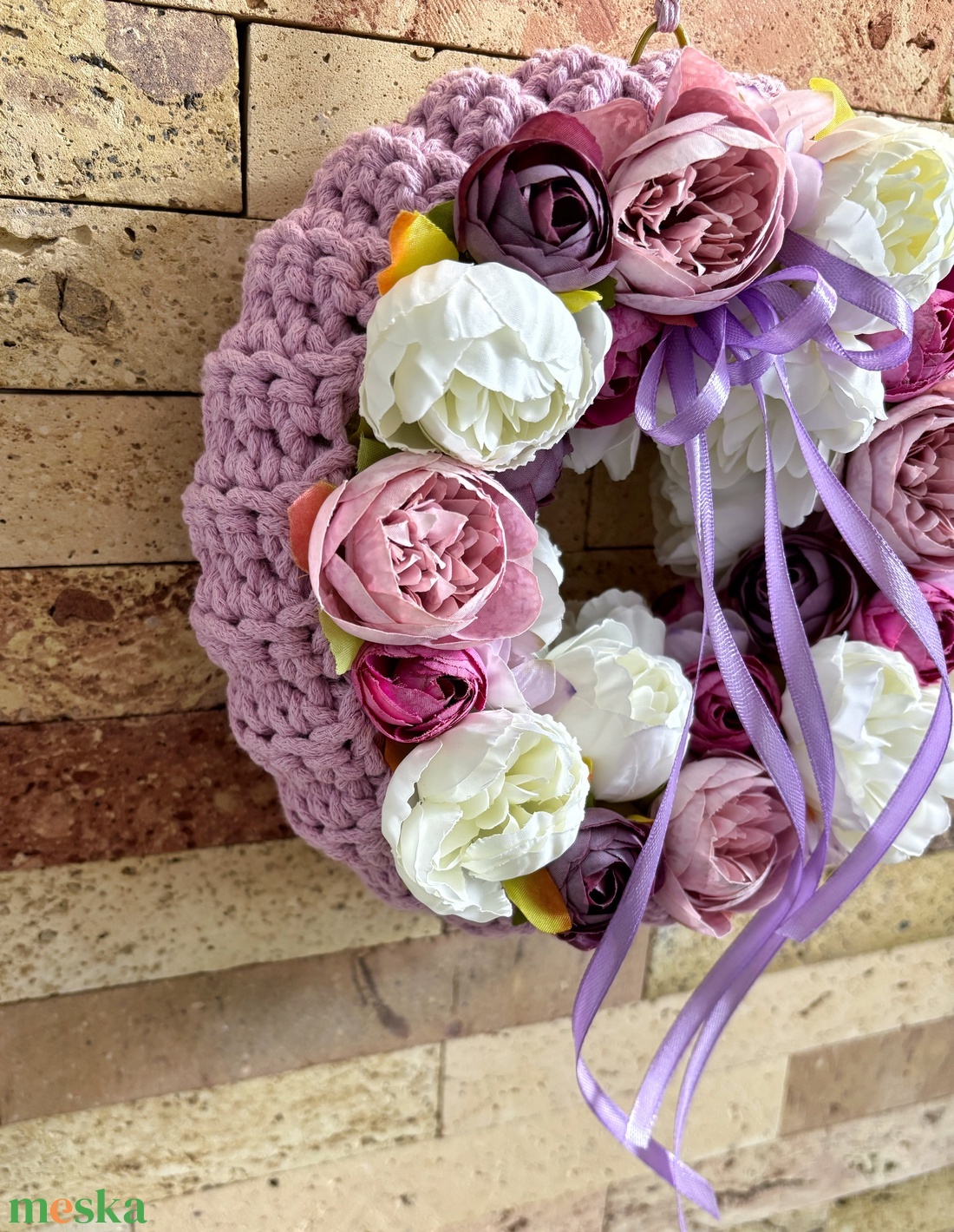 Lila virágos kopogtató  - otthon & életmód - dekoráció - ajtó- és ablak dekoráció - ajtódísz & kopogtató - Meska.hu