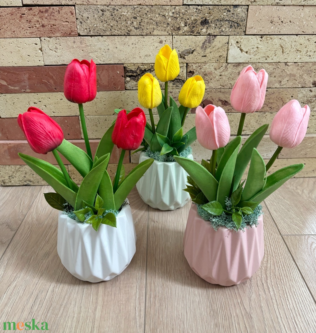 Kaspós tulipán asztaldísz  - otthon & életmód - dekoráció - Meska.hu