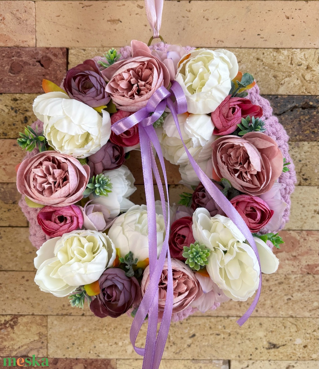 Lila virágos kopogtató  - otthon & életmód - dekoráció - ajtó- és ablak dekoráció - ajtódísz & kopogtató - Meska.hu