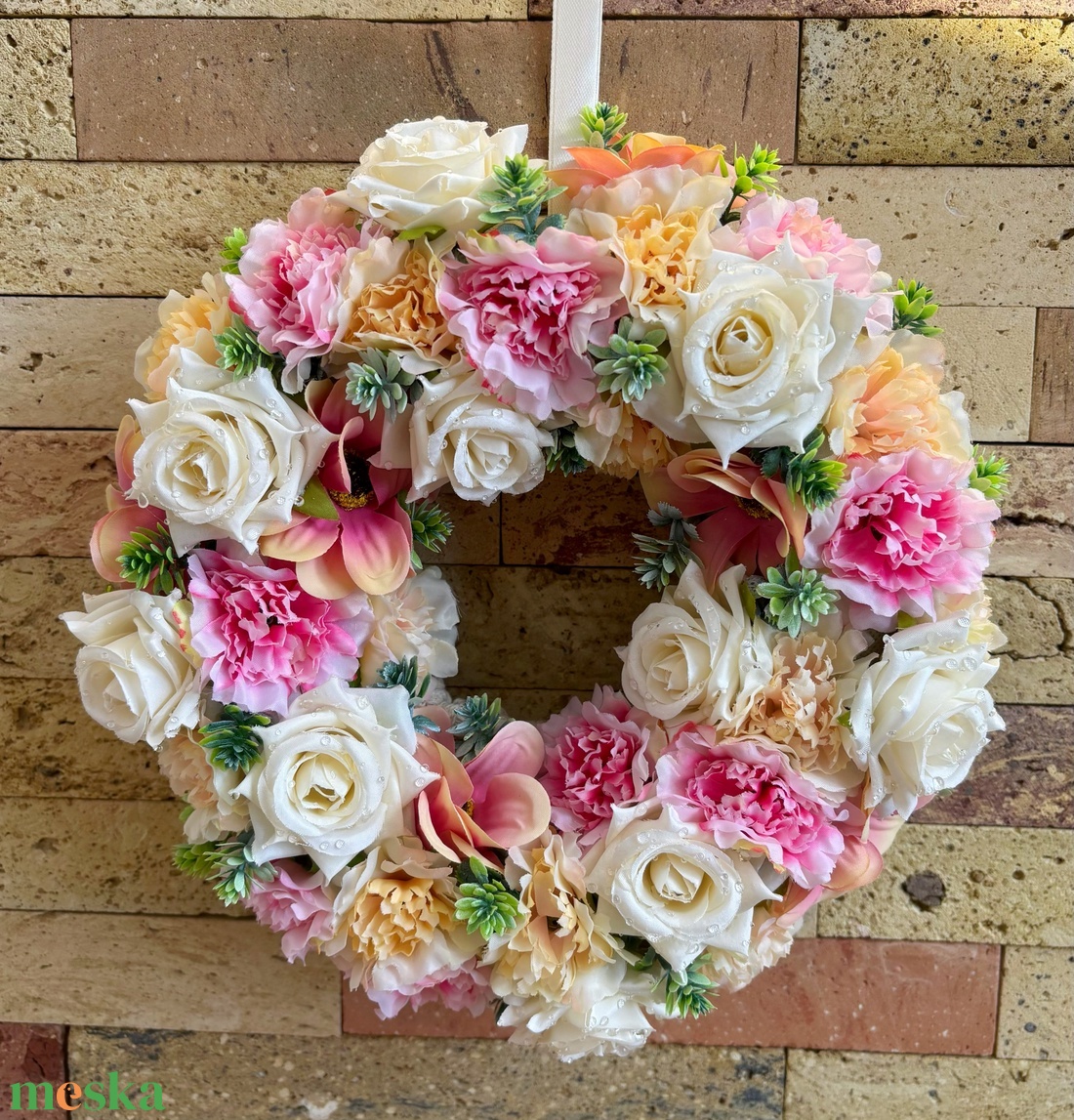 Tavaszi virágos ajtódísz  - otthon & életmód - dekoráció - ajtó- és ablak dekoráció - ajtódísz & kopogtató - Meska.hu