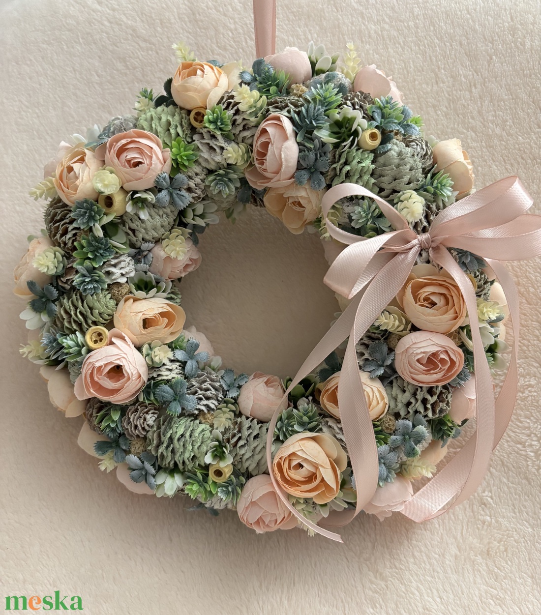 Tavaszi pasztell színű kopogtató  - otthon & életmód - dekoráció - ajtó- és ablak dekoráció - ajtódísz & kopogtató - Meska.hu