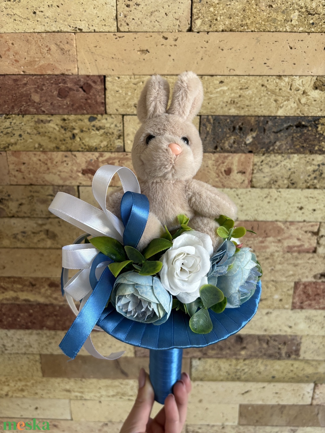 Nyuszis fiús örökcsokor - otthon & életmód - virágdekoráció - virágok - virágcsokor - Meska.hu