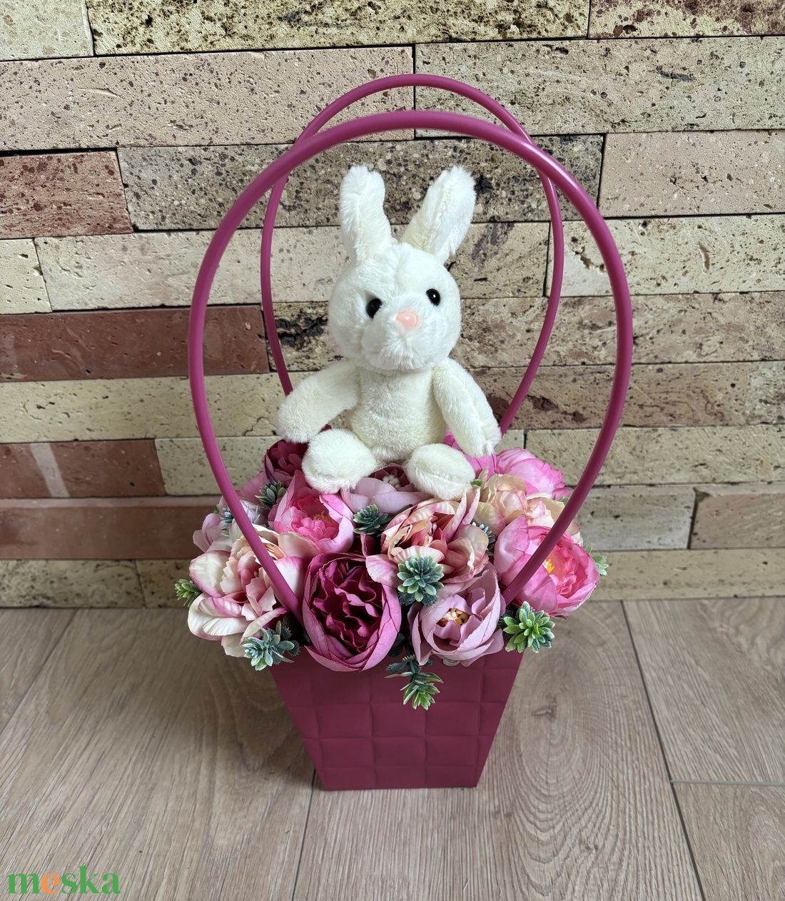 Rózsaszín virágtáska ballagásra  - otthon & életmód - virágdekoráció - virágok - virágcsokor - Meska.hu