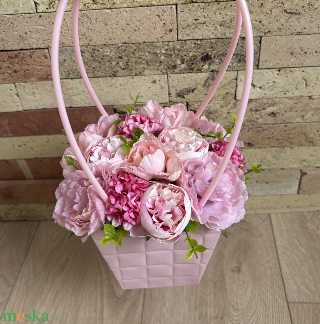 Virágtáska ballagásra rózsaszín  - otthon & életmód - virágdekoráció - virágok - virágcsokor - Meska.hu