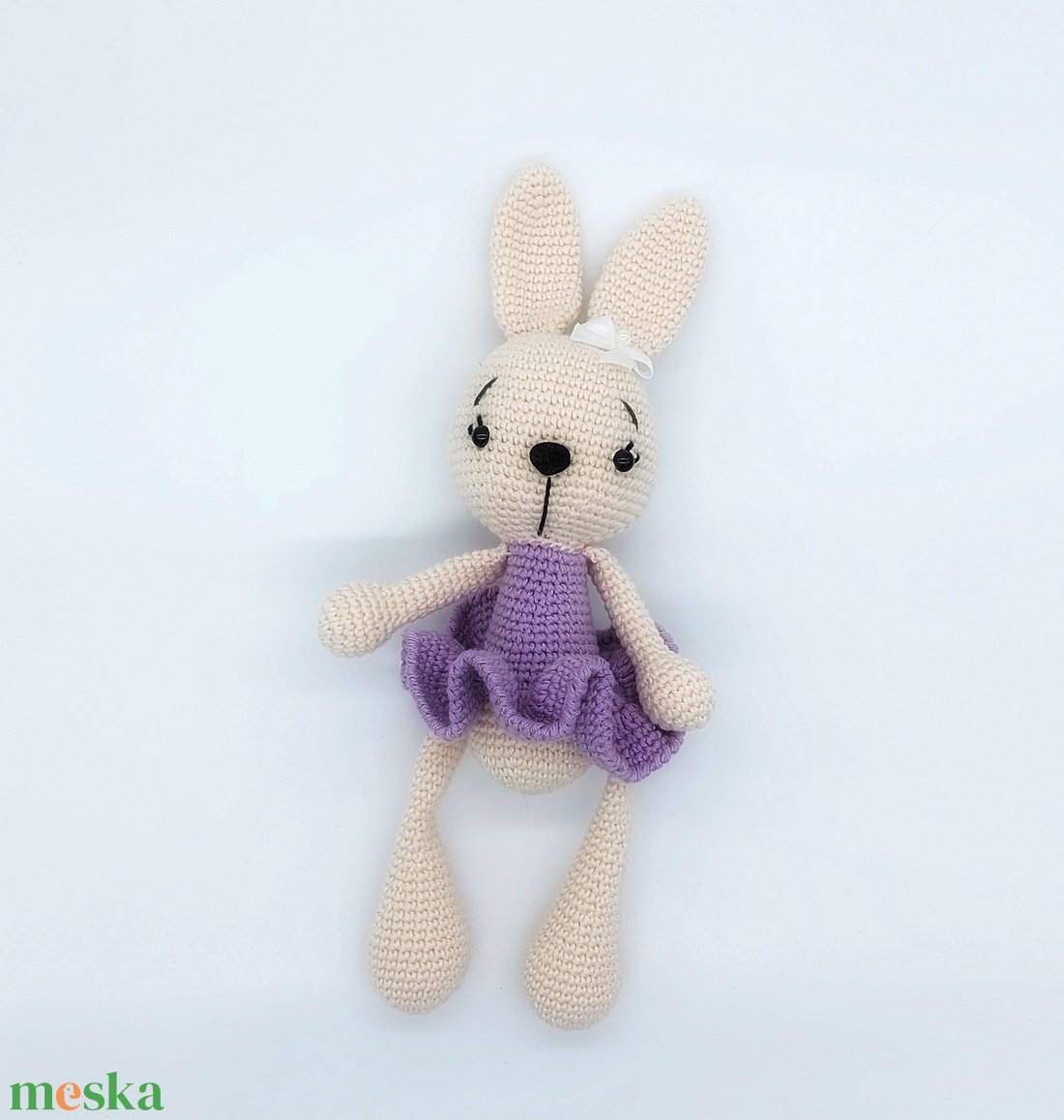 Amigurumi nyuszi lányka lila ruhában - játék & sport - plüssállat & játékfigura - nyuszi - Meska.hu