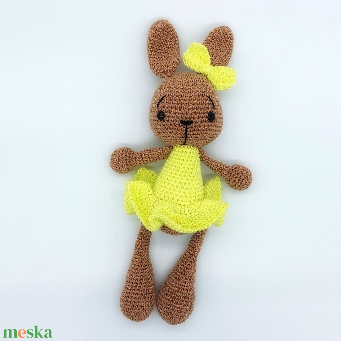 Amigurumi nyuszi lányka sárga ruhában - játék & sport - plüssállat & játékfigura - nyuszi - Meska.hu