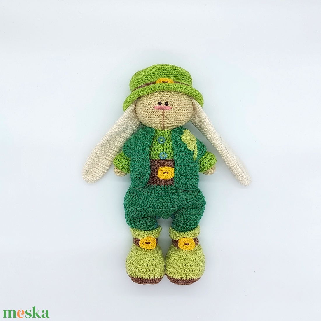 Nagy amigurumi nyuszihoz való zöld ruha szett - játék & sport - baba & babaház - babaruha, babakellék - Meska.hu