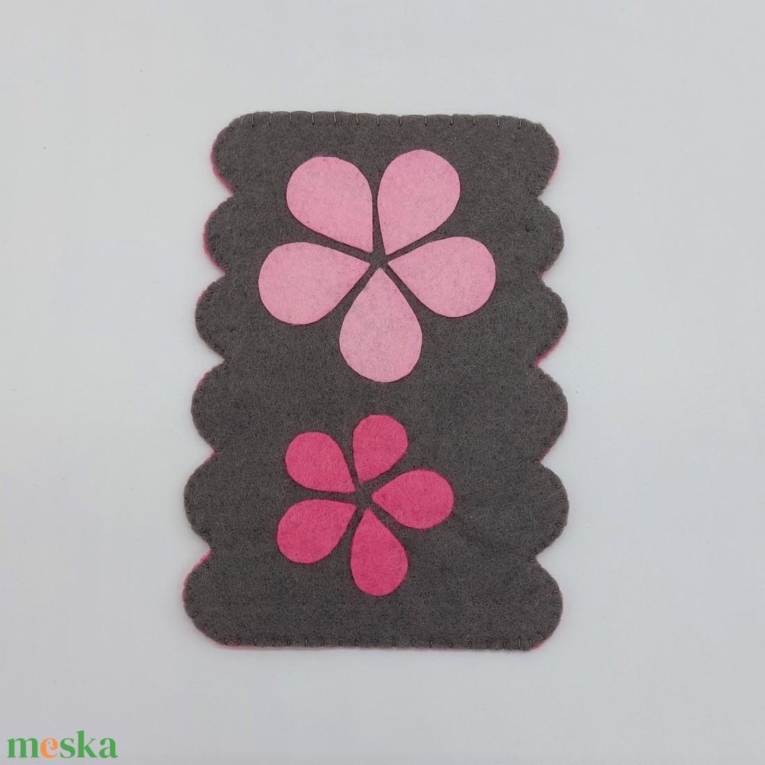 Pink-szürke virágos mobiltok - táska & tok - pénztárca & más tok - telefontok - Meska.hu