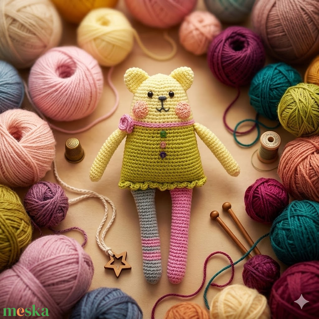 Színes amigurumi cica - játék & sport - plüssállat & játékfigura - cica - Meska.hu