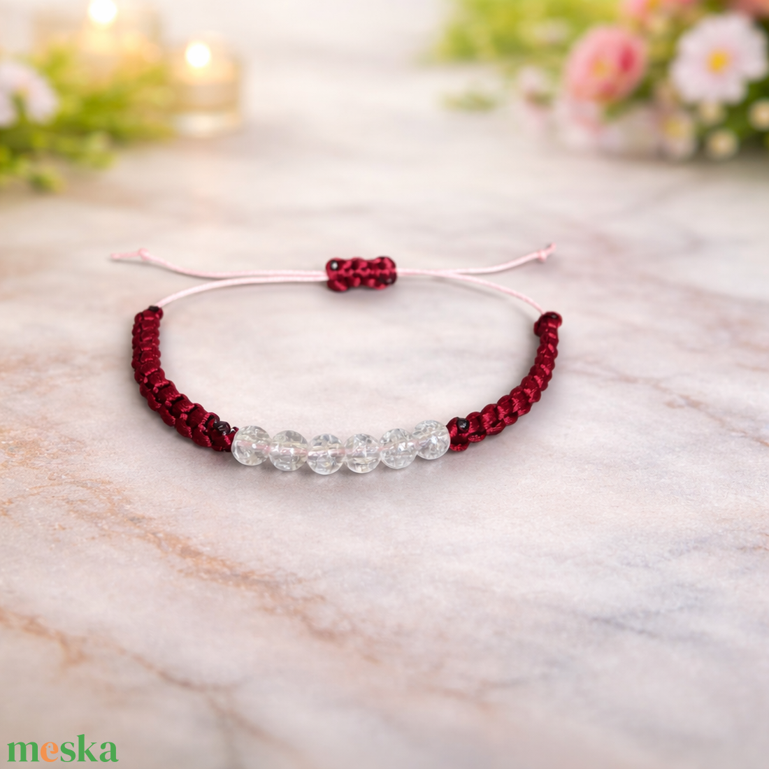 Gyöngyös makramé karkötő - ékszer - karkötő - fonott karkötő - Meska.hu