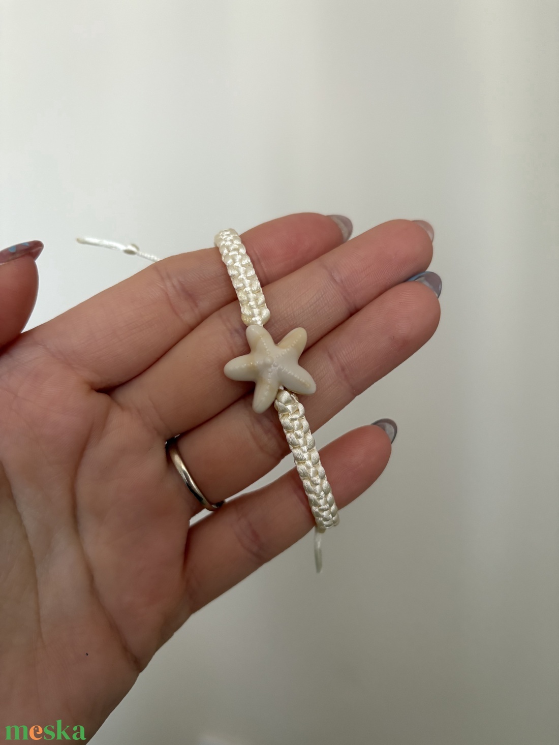 Tengeri csillagos makramé karkötő - ékszer - karkötő - fonott karkötő - Meska.hu