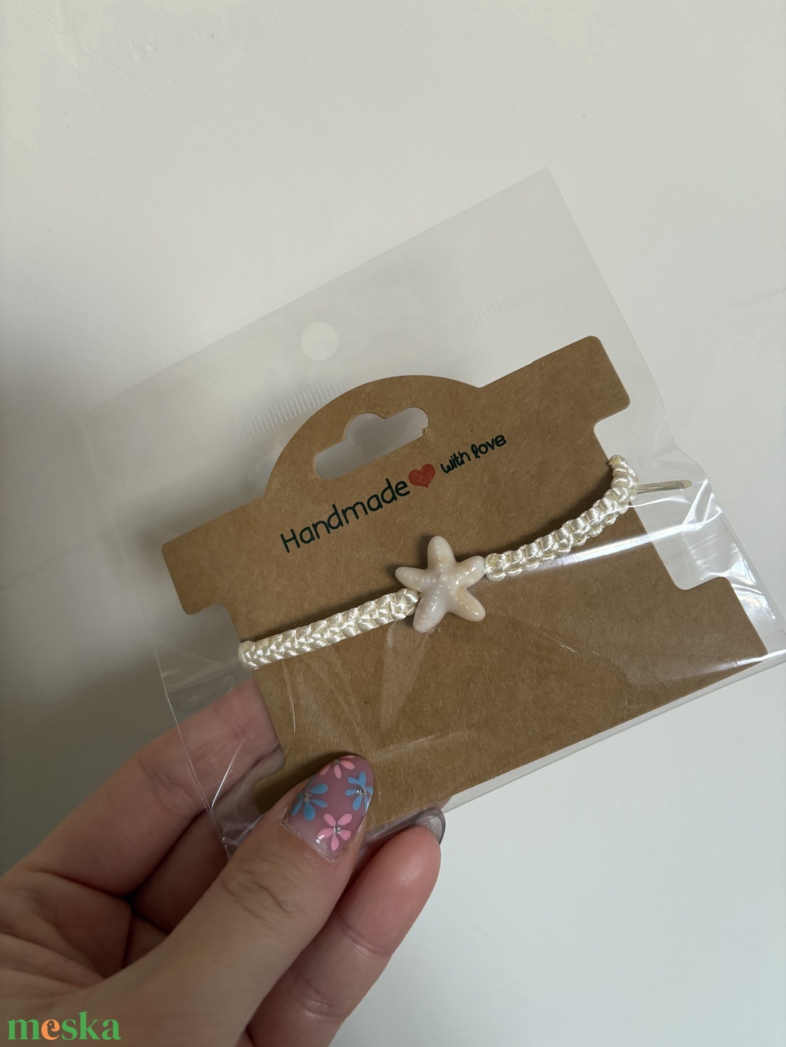 Tengeri csillagos makramé karkötő - ékszer - karkötő - fonott karkötő - Meska.hu