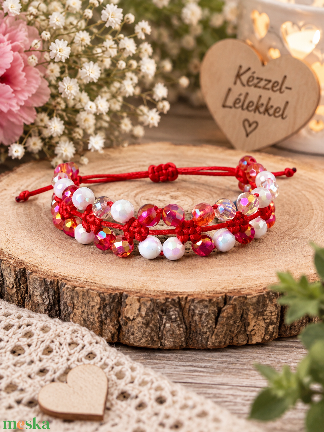 Gyöngyös makramé karkötő - ékszer - karkötő - gyöngyös karkötő - Meska.hu