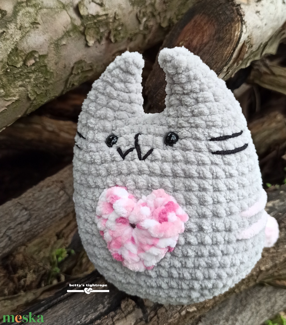 Horgolt Pusheen cica  - játék & sport - plüssállat & játékfigura - cica - Meska.hu