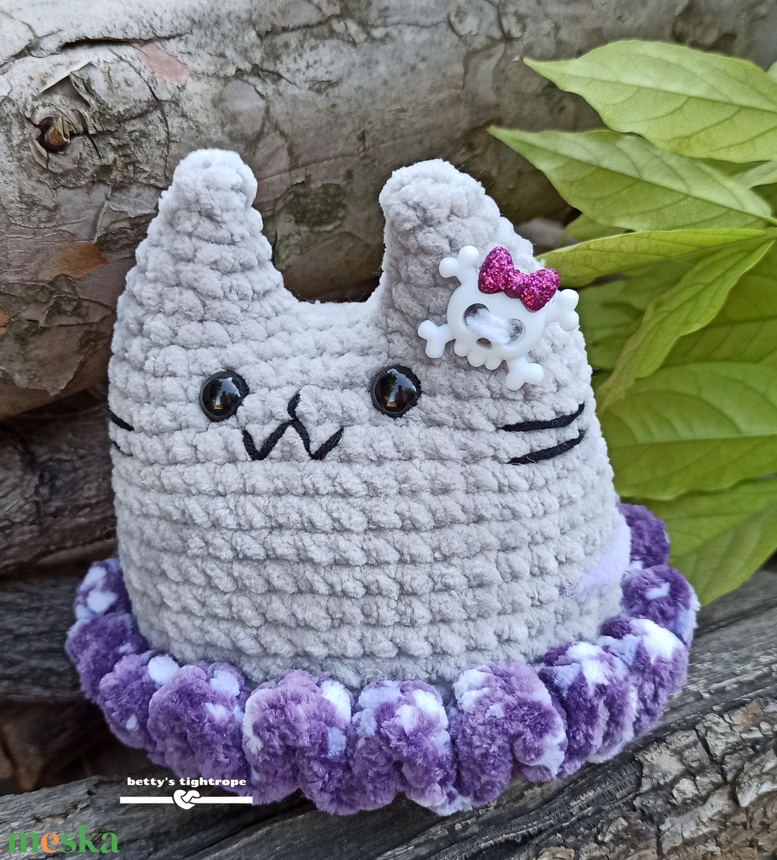 Horgolt plüss Pusheen cica  - játék & sport - plüssállat & játékfigura - cica - Meska.hu