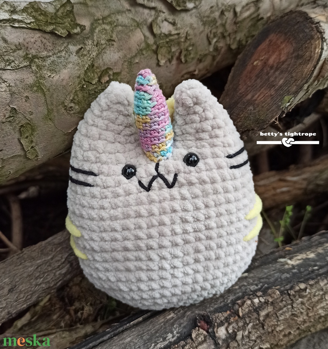 Horgolt plüss Pusheen cica  - játék & sport - plüssállat & játékfigura - cica - Meska.hu
