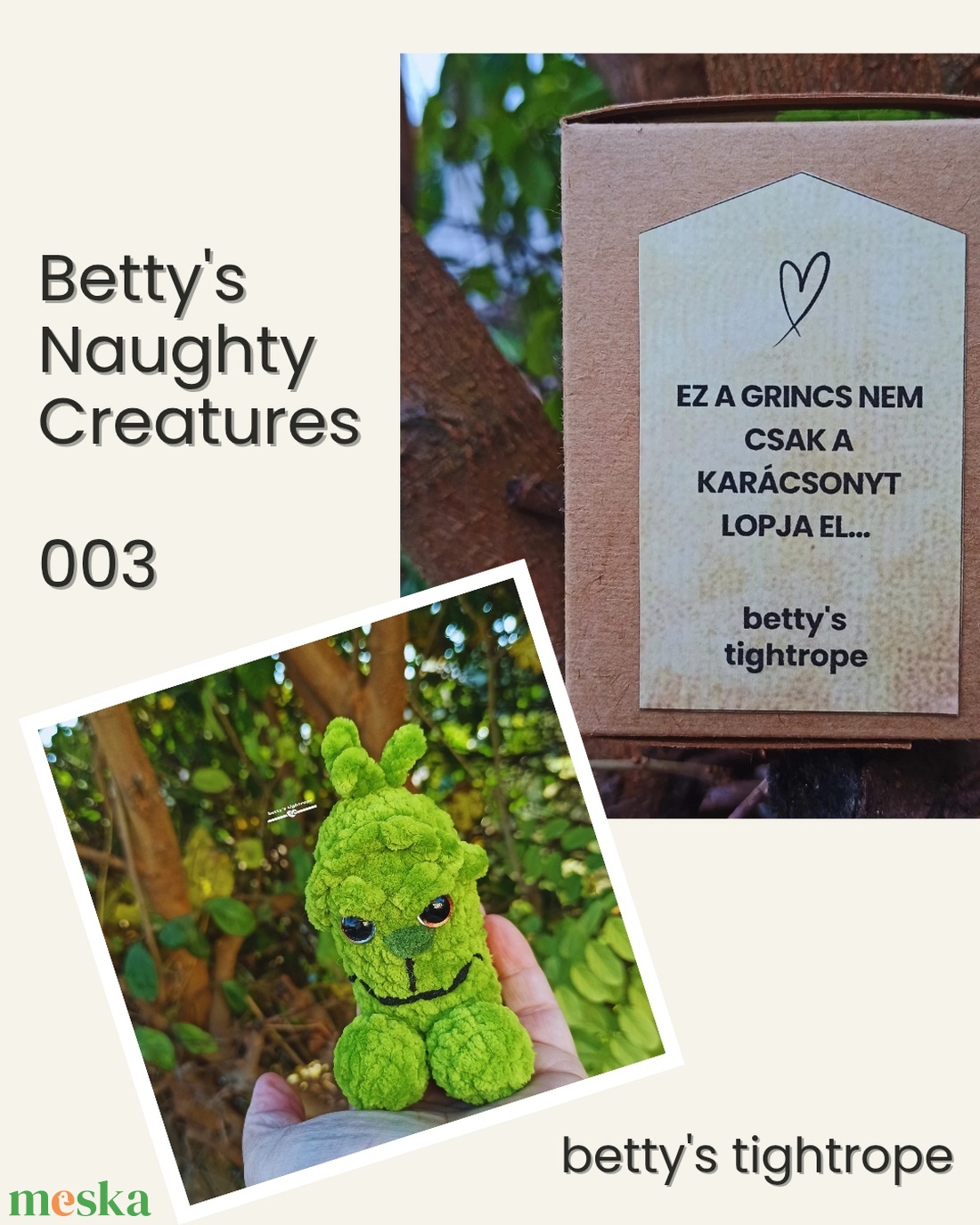 Horgolt Grinch ihlette kuki figura - játék & sport - plüssállat & játékfigura - más figura - Meska.hu