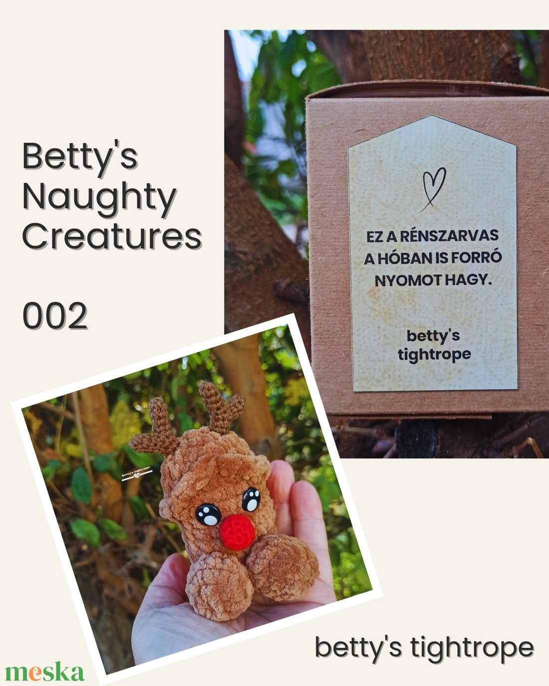 Horgolt rénszarvas kuki - játék & sport - plüssállat & játékfigura - más figura - Meska.hu