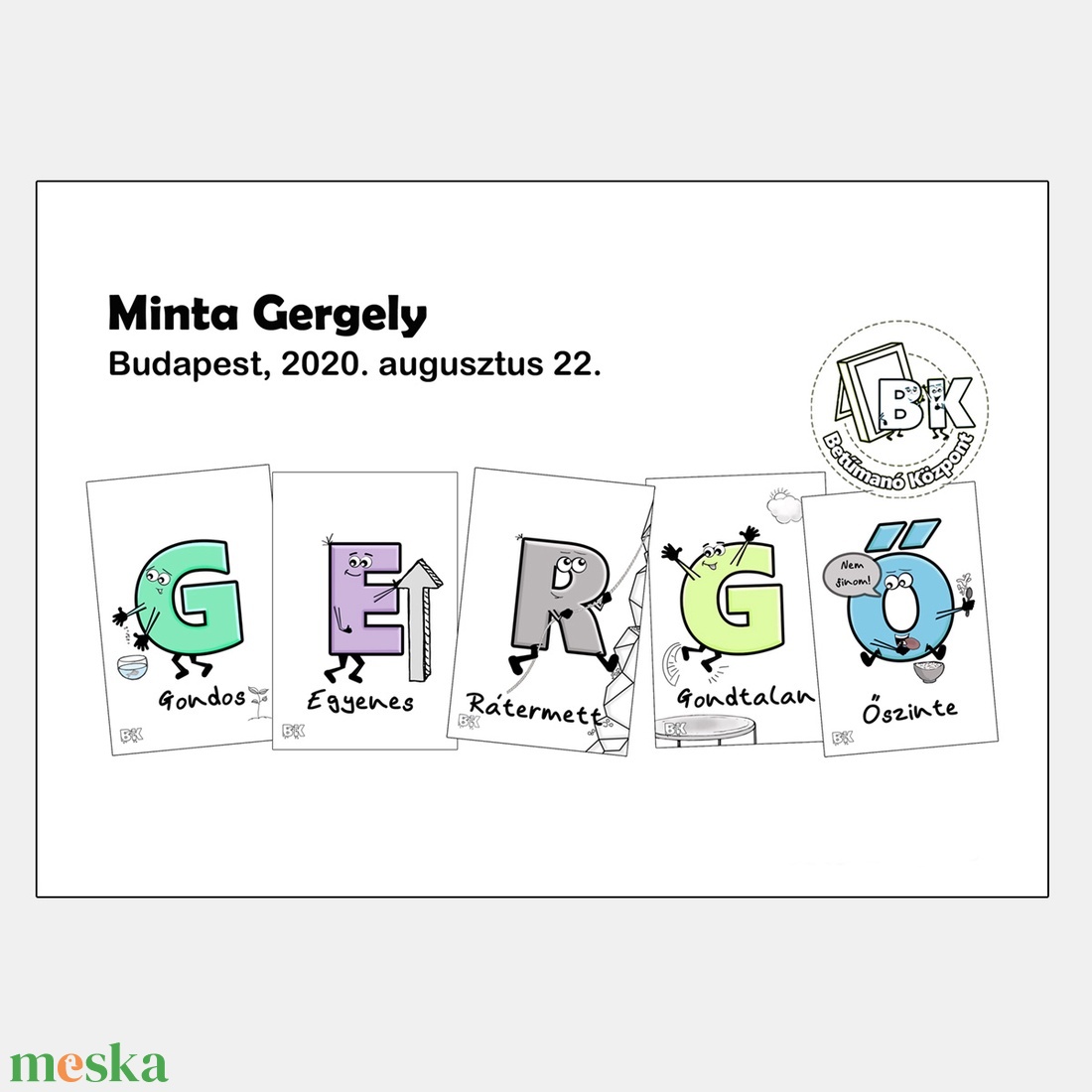 Betűmanó egyedi tulajdonságképek (szobadekor) A4 méretben - otthon & életmód - dekoráció - fali és függő dekoráció - betű & név - Meska.hu
