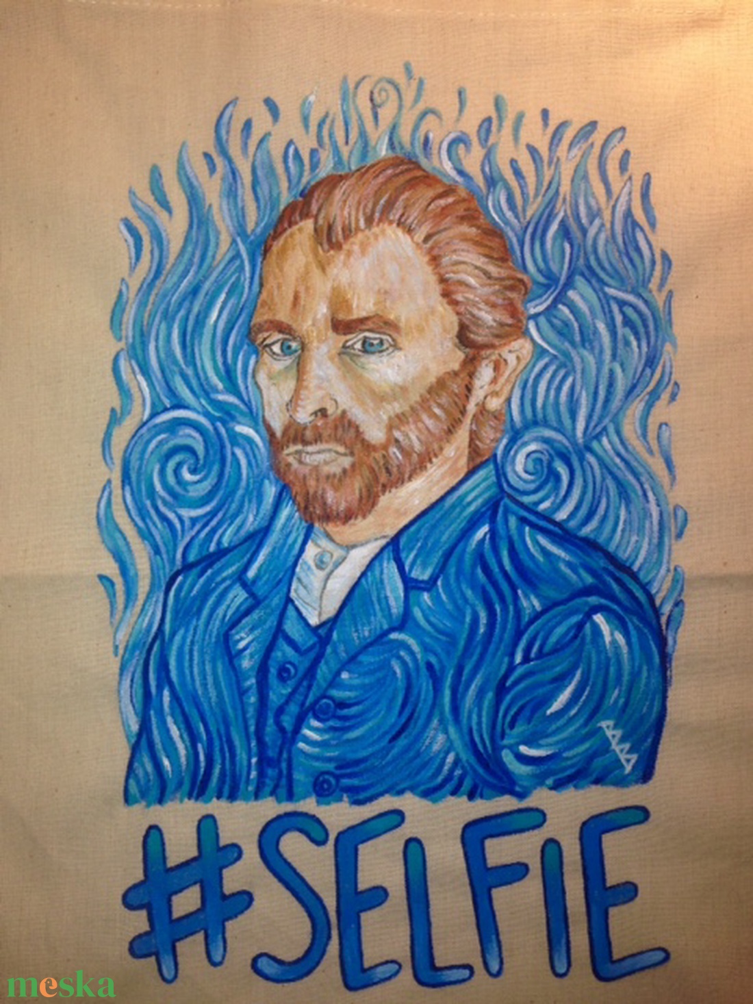 Van Gogh selfis tatyó - táska & tok - bevásárlás & shopper táska - shopper, textiltáska, szatyor - Meska.hu
