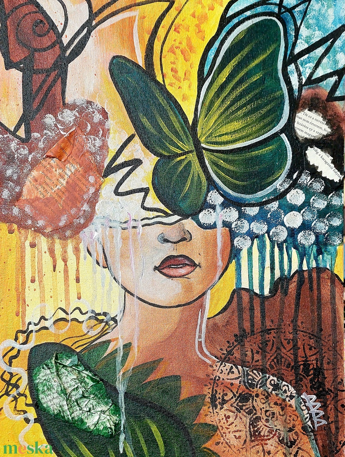Portré/ akril  - művészet - festmény - akril - Meska.hu