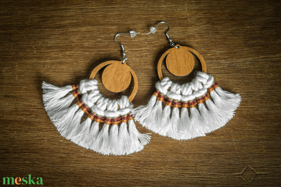 BOHO Makramé fülbevaló  - ékszer - fülbevaló - rojtos fülbevaló - Meska.hu