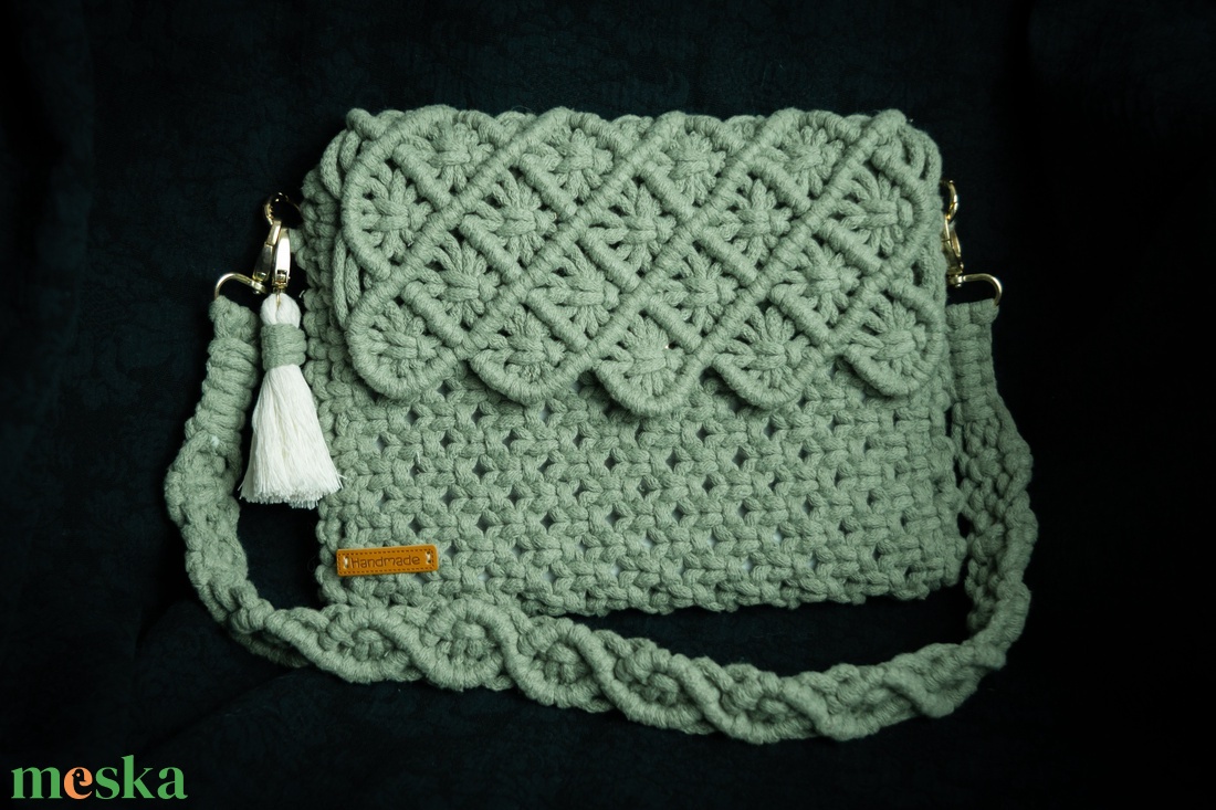 Makramé válltáska - táska & tok - kézitáska & válltáska - válltáska - Meska.hu