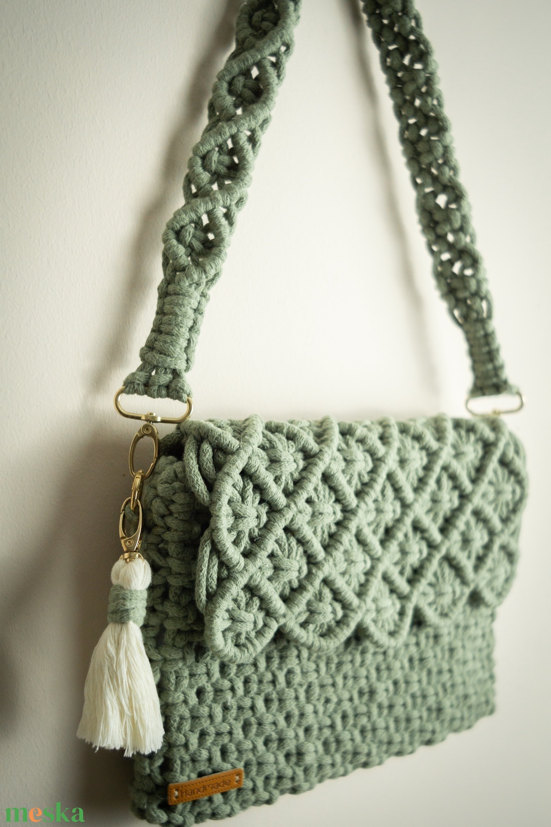 Makramé válltáska - táska & tok - kézitáska & válltáska - válltáska - Meska.hu
