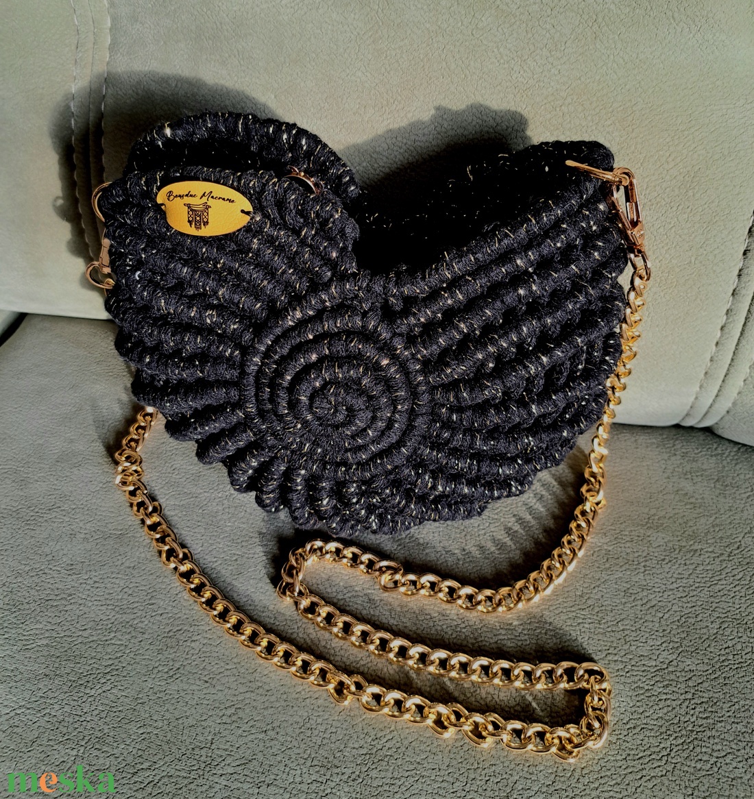 Alkalmi Makramé táska - táska & tok - kézitáska & válltáska - vállon átvethető táska - Meska.hu