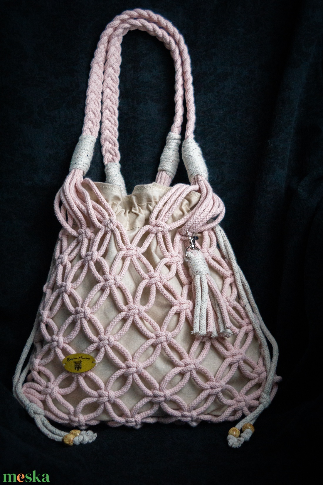Makramé hálós válltáska - táska & tok - kézitáska & válltáska - válltáska - Meska.hu