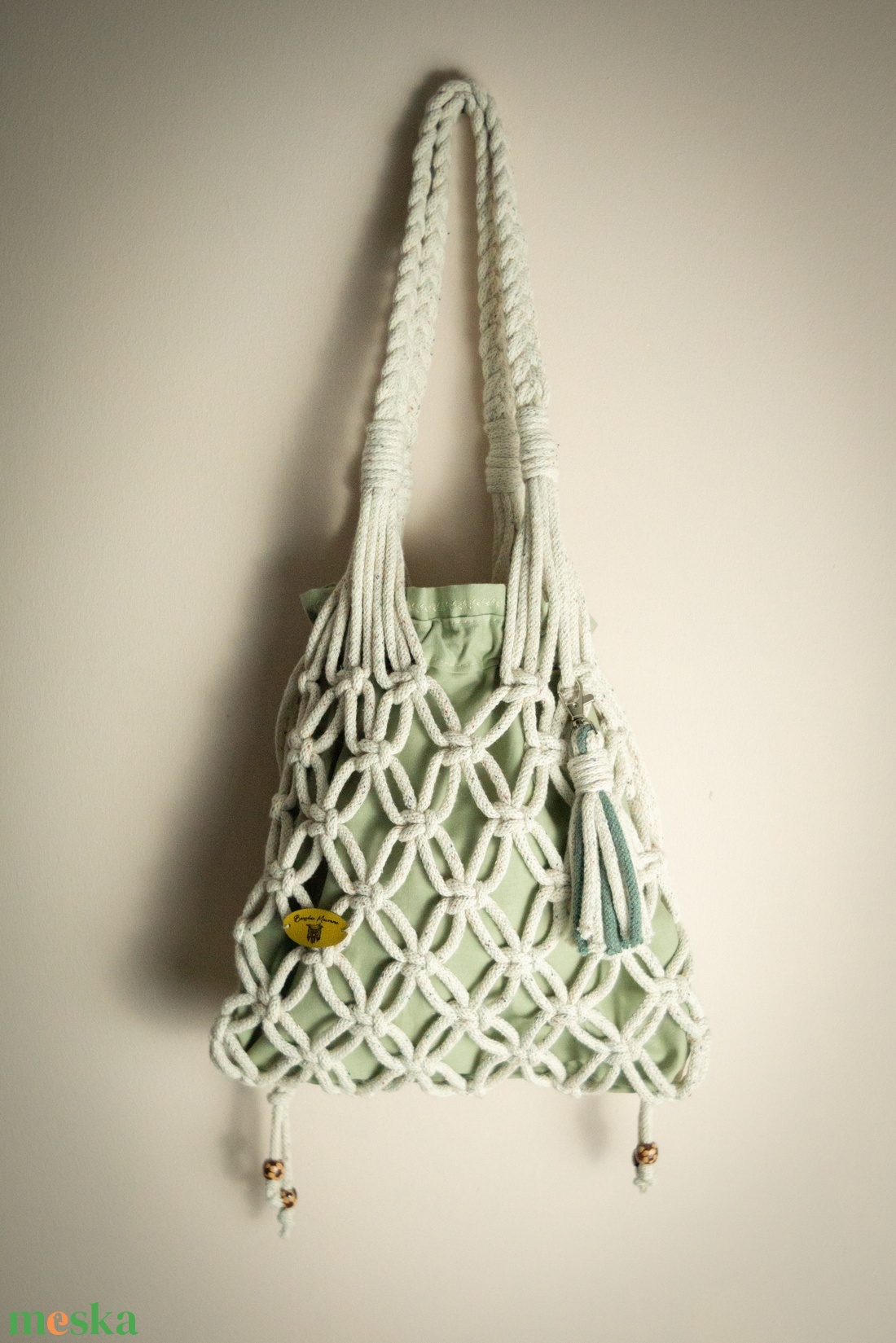 Makramé hálós válltáska - táska & tok - kézitáska & válltáska - válltáska - Meska.hu