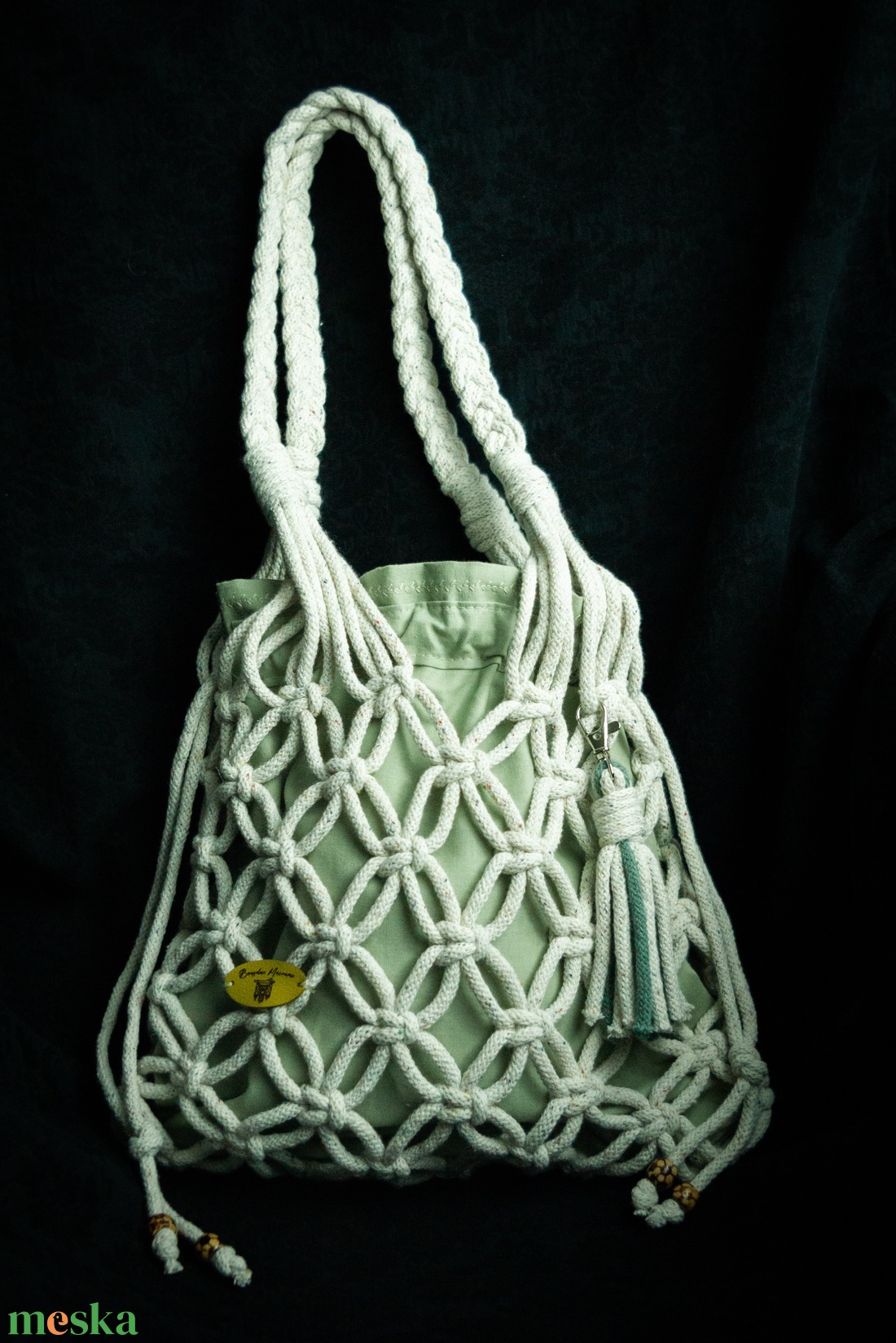 Makramé hálós válltáska - táska & tok - kézitáska & válltáska - válltáska - Meska.hu