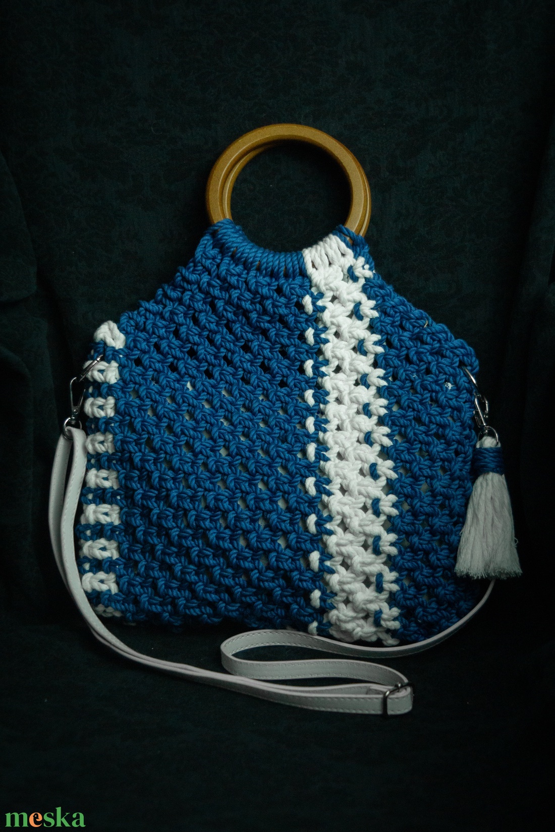 Makramé kézi/váll táska - táska & tok - kézitáska & válltáska - válltáska - Meska.hu