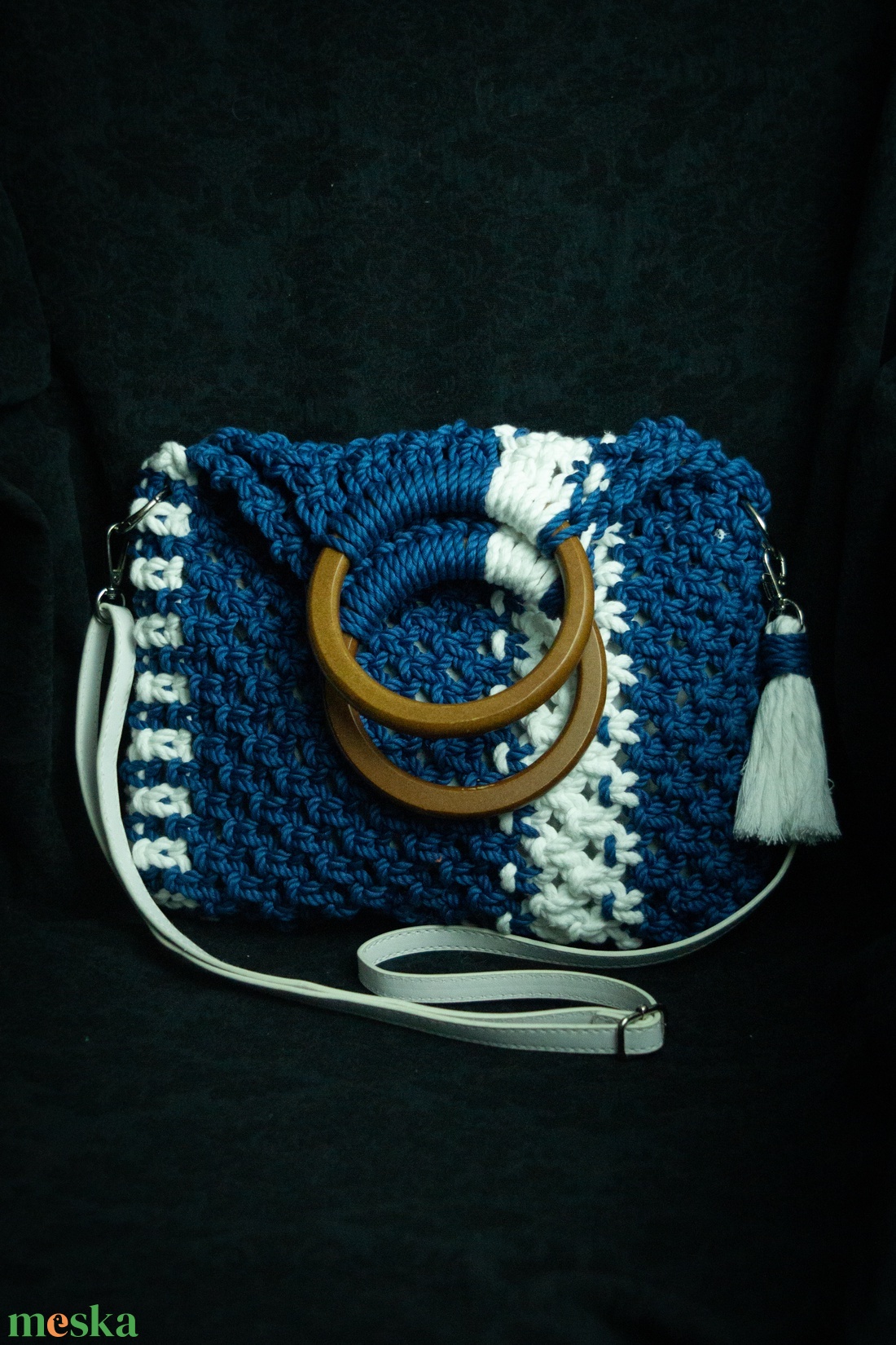 Makramé kézi/váll táska - táska & tok - kézitáska & válltáska - válltáska - Meska.hu